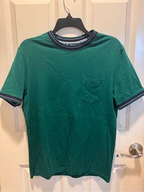 Ben Sherman Green Short-Sleeve Pocket Tee with Navy Trim